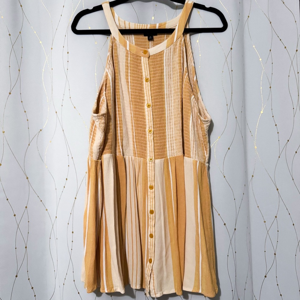 Torrid Tan Sleeveless Pleated Blouse